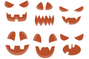 Halloween Pumpkin Monster Face Set 1