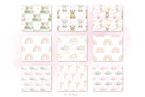 Teddy Bear Patterns Baby Girl Paper