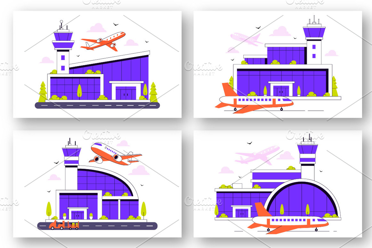 10 Airport Vector Illustration, a Transportation Illustration by denayunebgt (Photo 3 of 4)