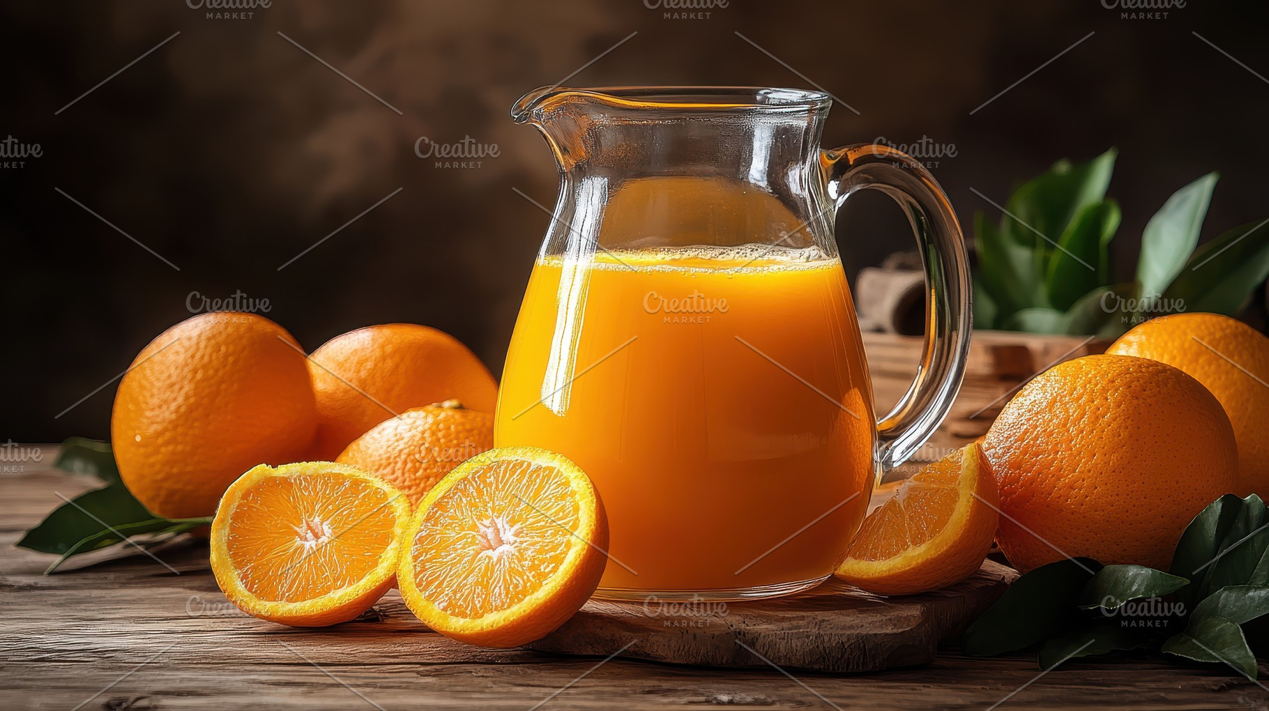 Freshly squeezed orange juice in a g, a Food & Drink Photo by Pixeness Studio