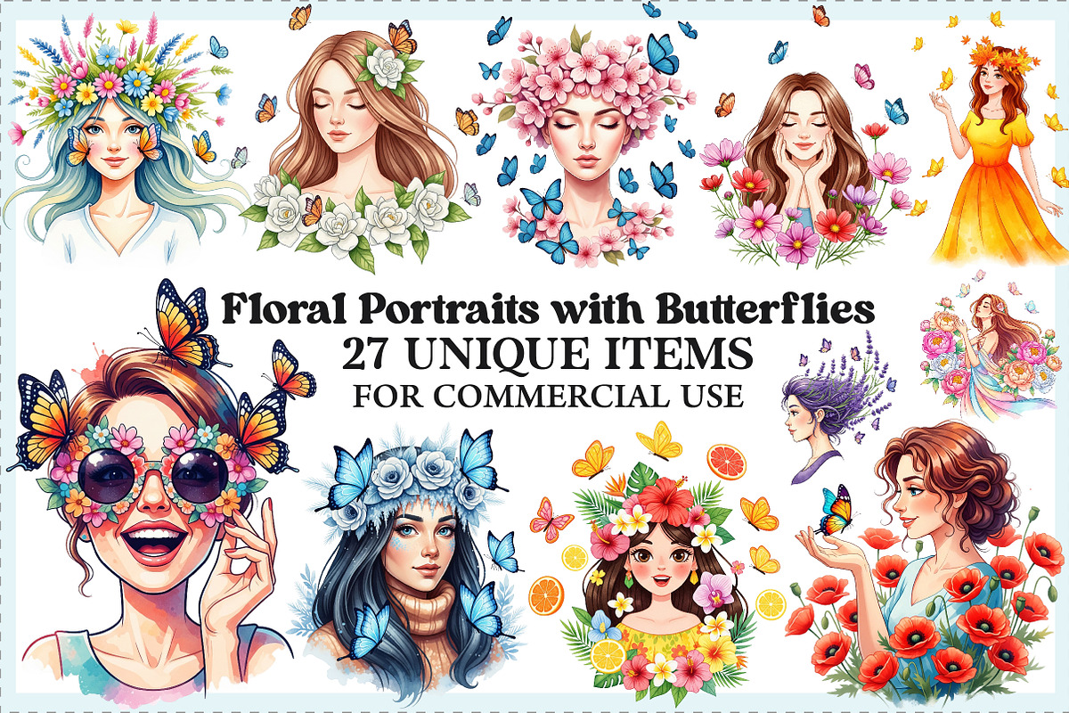 Floral Portraits with Butterflies, an Illustration by Craft Nest (Photo 1 of 9)