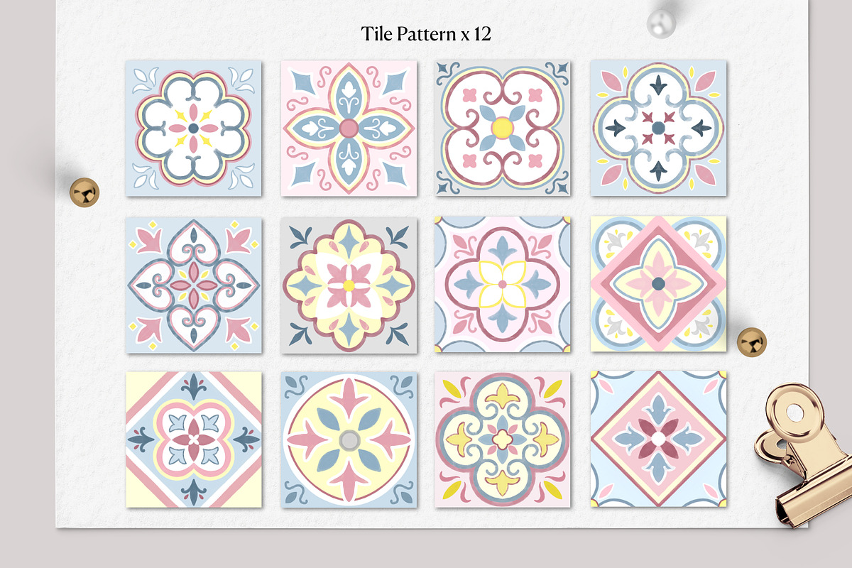 Watercolor Pastel Tile Pattern, a Pattern Graphic by Rachel Art Studio (Photo 3 of 10)