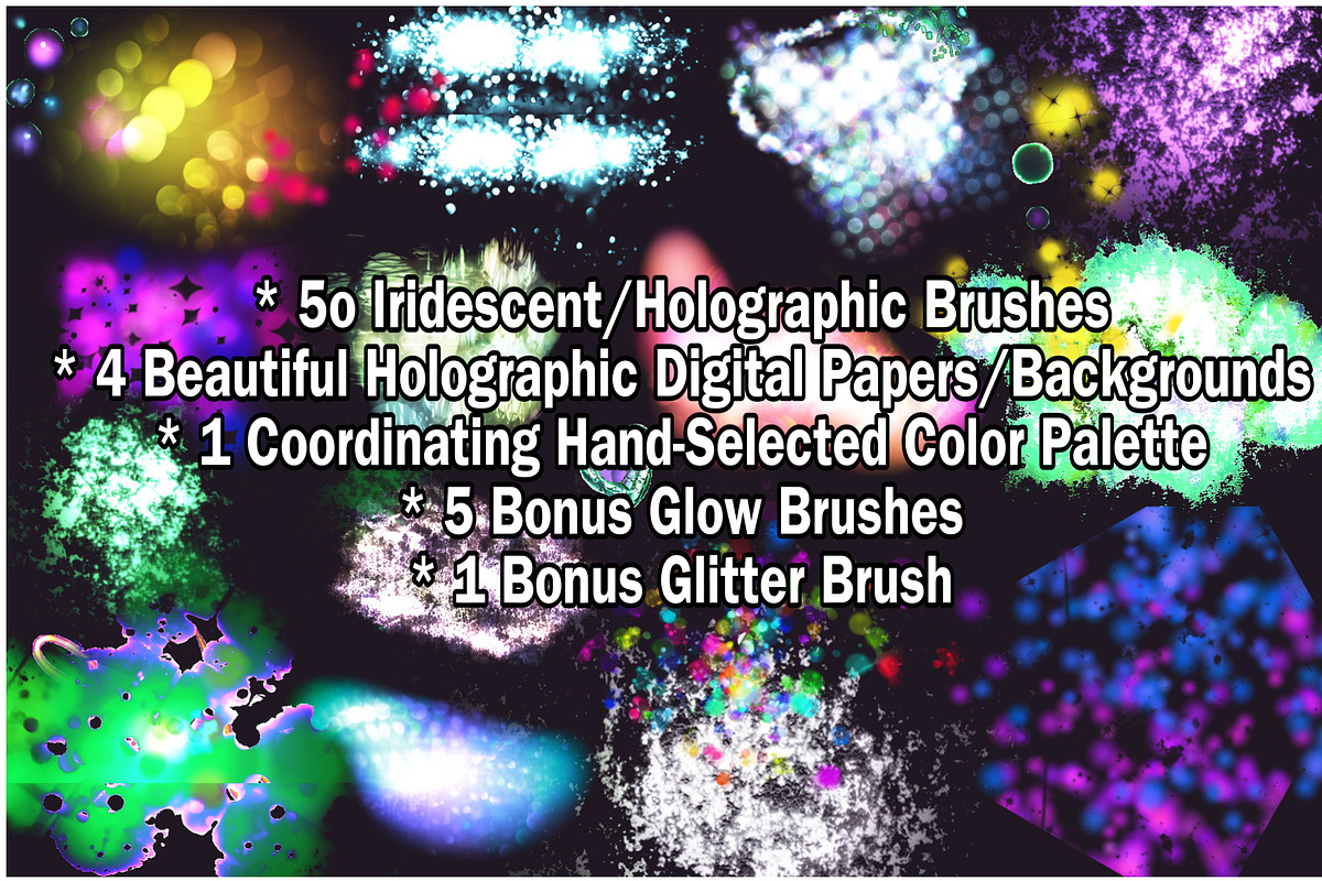 55+ Holographic Procreate Brushes, a Brush Add-On by Willow & Wheat (Photo 3 of 4)