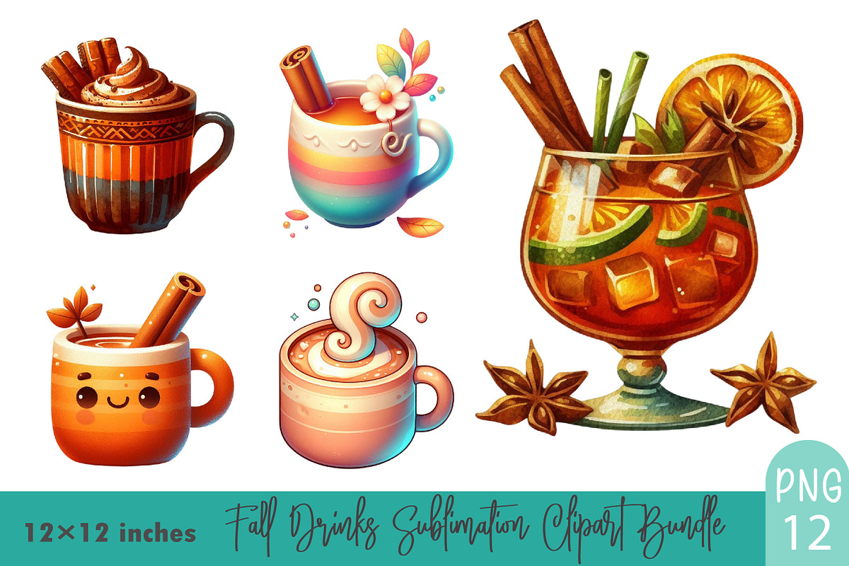 Fall Drinks Sublimation Clipart., a Graphic by CitraGraphics (Photo 1 of 3)