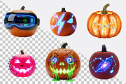 Neon Halloween Pumpkin Clipart Bundl, an Illustration by SVGArt (Thumbnail 7 of 8)