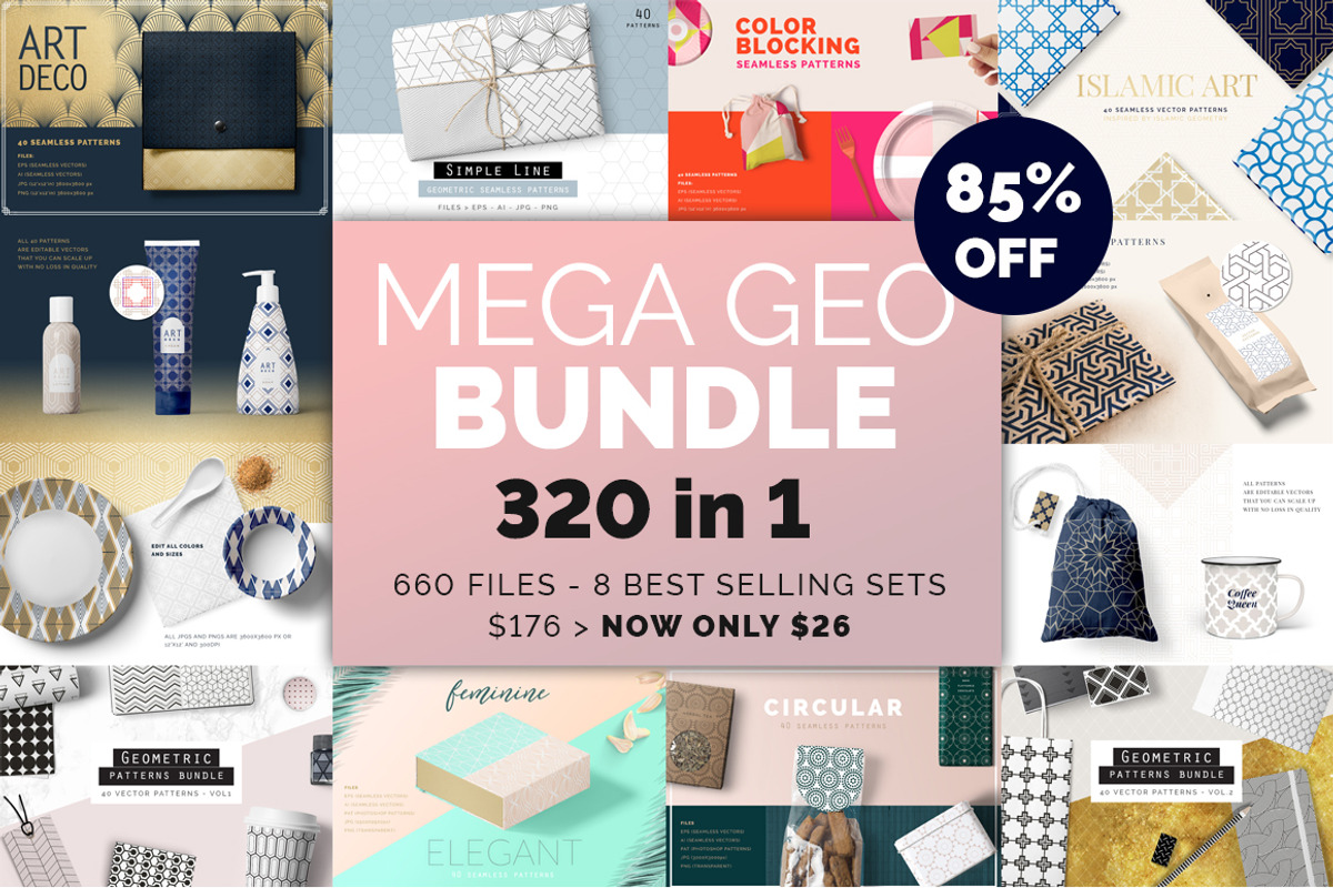 Mega Geometric Patterns Collection, a Pattern Graphic by Youandigraphics (Photo 10 of 10)