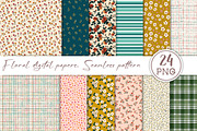 Floral digital papers, Seamless patt, a Pattern Graphic by Libby Wishes (Thumbnail 1 of 5)