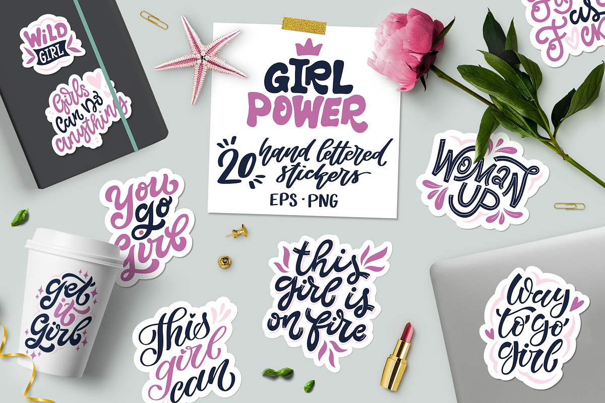 Girl Power! Set of 20 Stickers, an Illustration by Anna Krestiannykova (Photo 1 of 6)