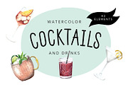 Watercolor Cocktails and Drinks Set, a Food Illustration by MumAndMe (Thumbnail 1 of 3)