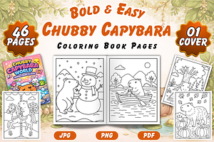 Chubby Capybara Coloring Pages, an Animal Illustration by Neon Studio