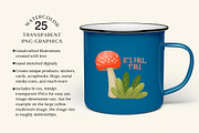 Mushrooms Watercolor Clipart Set, an Object Illustration by Lemonade Pixel (Thumbnail 2 of 5)