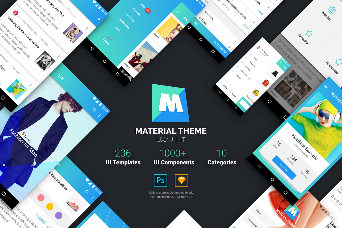 Material Theme UX/UI Kit, an UI Kit Template by App for Mobile & Website (Photo 9 of 9)