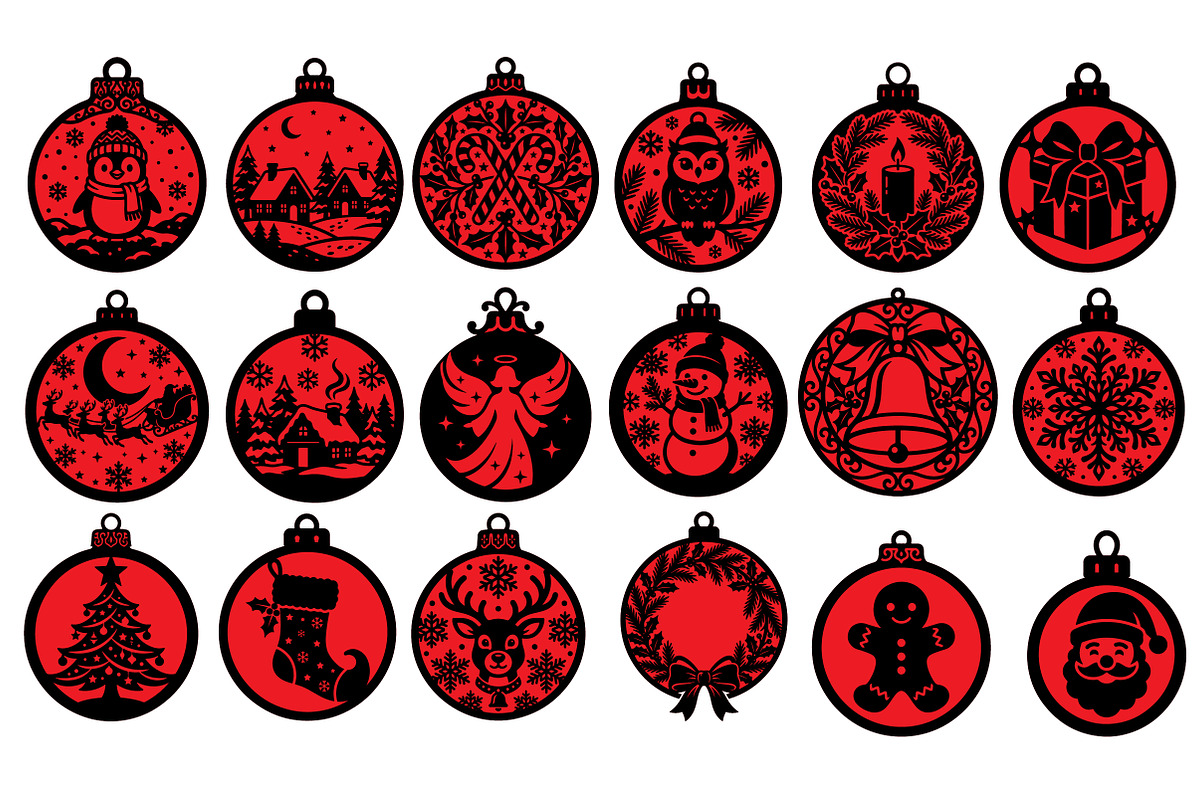 18 Christmas Ornaments Laser Cut SVG, an Object Graphic by DreamCafeArt (Photo 5 of 8)