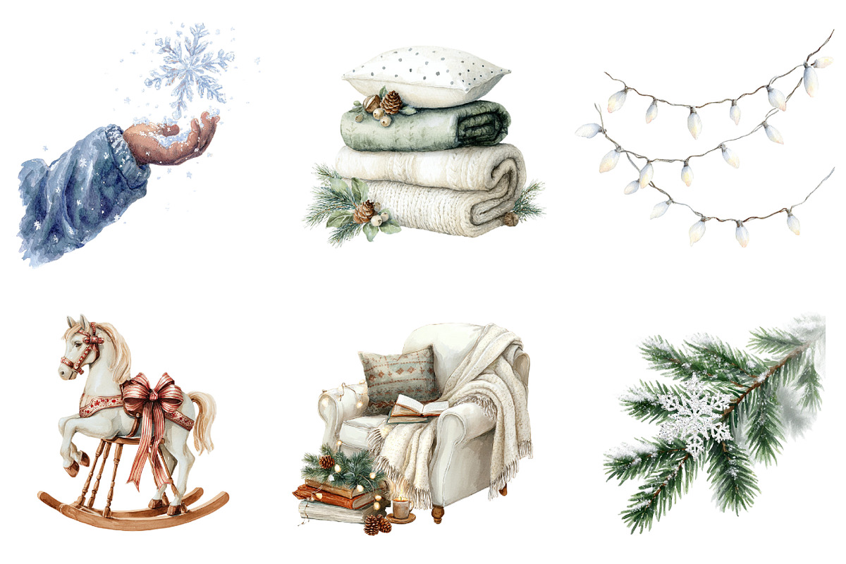 Cozy White Christmas Clipart, an Illustration by Design Market (Photo 3 of 3)