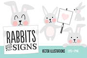 Rabbits with Signs Illustration Set, an Animal Illustration by Illustrations by Jessie (Thumbnail 1 of 5)