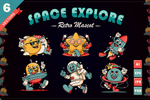 Space Explore Retro Mascot