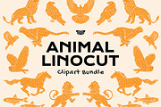 Animal Linocut Clipart Bundle, an Animal Illustration by ClayStudio (Thumbnail 1 of 5)
