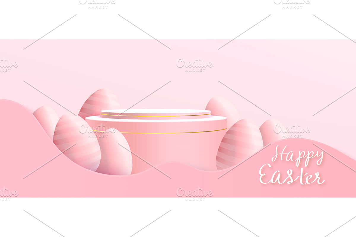 Easter card with round podium and, an Illustration by art PVP - market