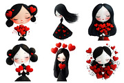 Valentine Cute Girl Clipart, an Illustration by DreamArtGraphic (Thumbnail 2 of 4)