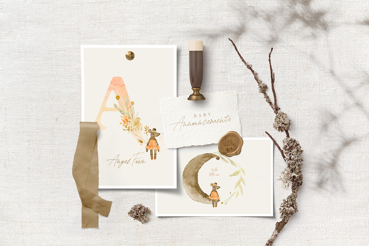 Scandi Nursery Watercolor Collection, a Texture Illustration by Creativeqube Design (Photo 16 of 18)