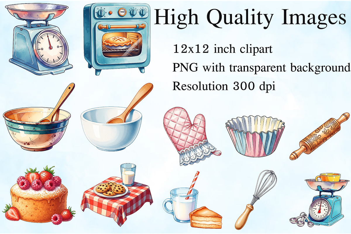 Vintage Baking Sublimation Clipart, an Illustration by Craft Nest (Photo 2 of 6)