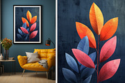 8 blue plant leaves art wall print, a Decorative Illustration by ARTOZEN DIGITAL (Thumbnail 3 of 13)