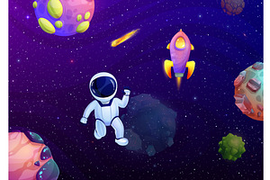 Cartoon Astronaut, Planets