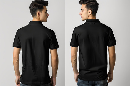 A young man poses in a black polo sh, a Photo by Tanuart