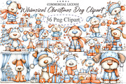 Whimsical Christmas Dog Clipart, an Illustration by designcity5 (Thumbnail 1 of 5)