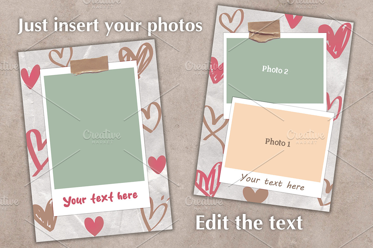 Hearts Valentine Photo Cards PSD, a Card Template by PSD templates and Photos (Photo 3 of 4)