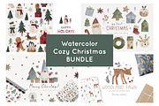 Watercolor Cozy Christmas BUNDLE, an Animal Illustration by Cute And Wild (Thumbnail 1 of 6)