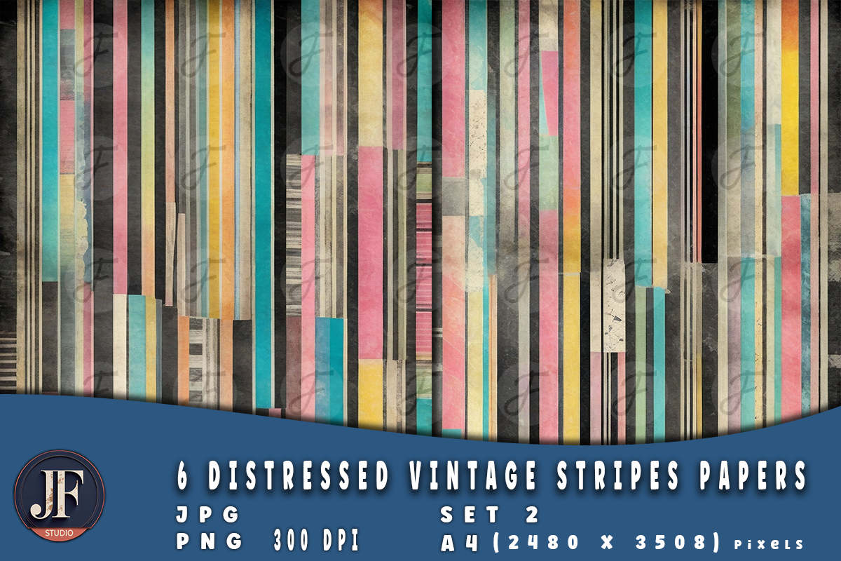 Distressed Vintage Stripes Papers 2, a Background Graphic by Joaquin Fernandez Studio (Photo 4 of 4)