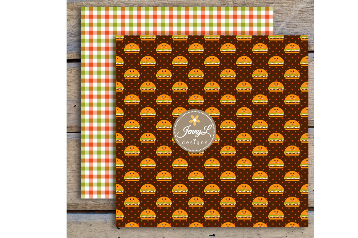 Kawaii Burgers Digital Papers, a Pattern Graphic by JennyL Designs (Photo 6 of 6)