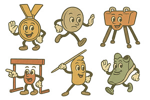 Vintage athletics mascots set in var, an Illustration by Dvoevnore photos