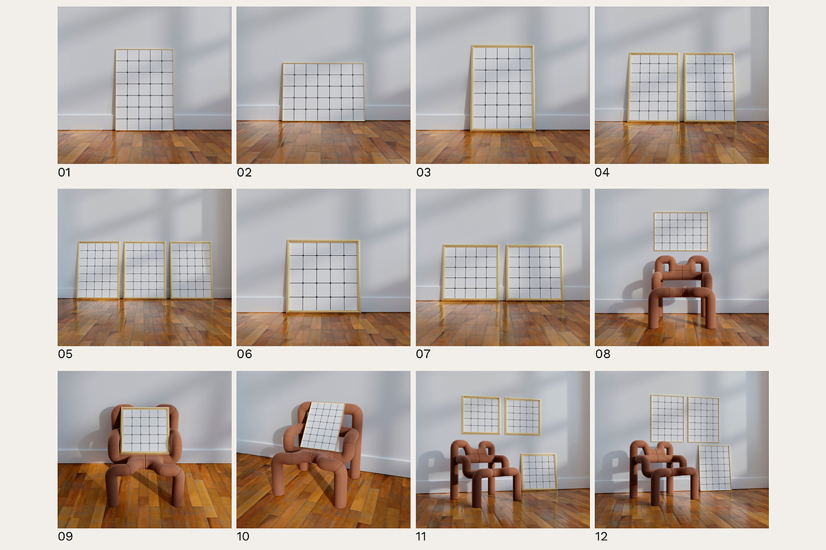 Golden Frame Mockups SIMPLA, a Household Mockup by Bonumo (Photo 3 of 10)