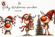Quirky Christmas Reindeer Clipart, a Seasonal Illustration by Nicolle's Colorful Art (Thumbnail 1 of 5)