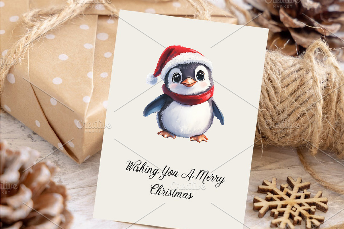 Christmas Penguin. Watercolor PNG., an Animal Illustration by KENO Mascots (Photo 7 of 8)