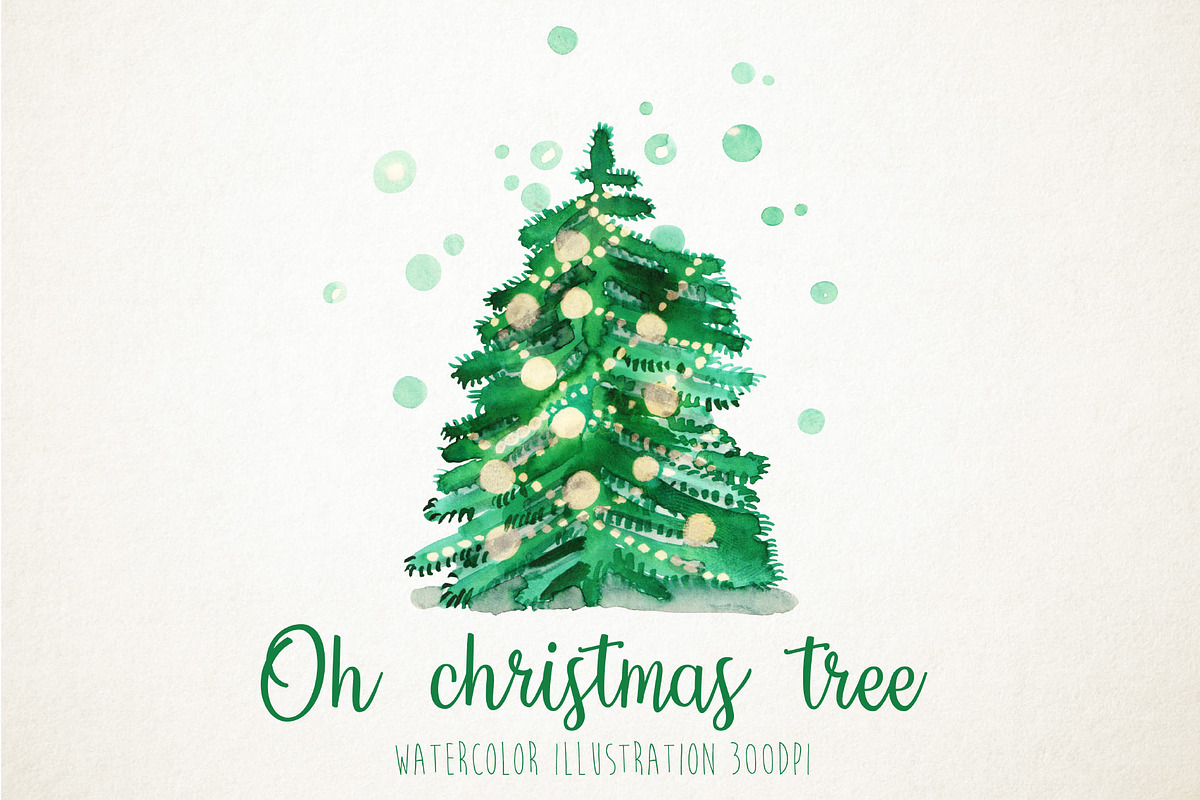 Watercolor christmas tree, a Seasonal Illustration by MiraBell (Photo 1 of 2)