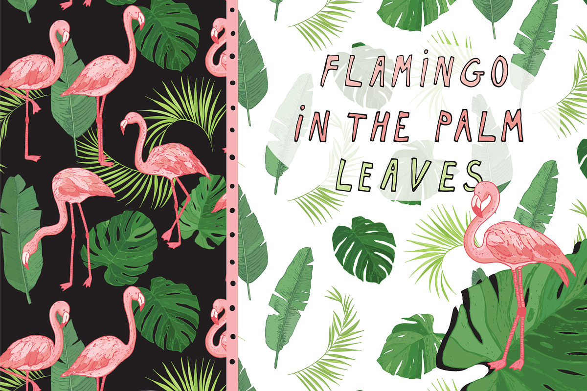 Flamingo in the Palm Leaves, a Pattern Graphic by GooseFrol (Photo 1 of 23)
