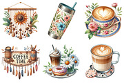 Boho Summer Coffee Time Clipart, an Illustration by Pixels.Craft (Thumbnail 6 of 9)