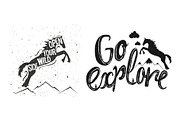 Wild horses set. 5 typography poster, an Animal Illustration by JULYMILKS (Thumbnail 1 of 4)