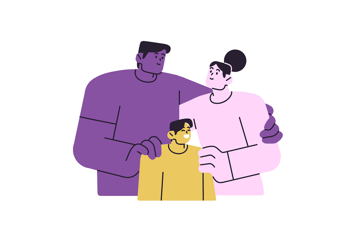 Happy families hugging with kids set, a Person Illustration by PaperTrident (Photo 9 of 10)