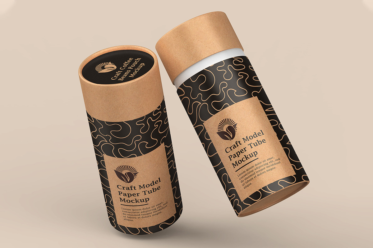 Craft Paper Tube Mockup PSD, a Cups & Container Mockup by Ram Studio LLC (Photo 9 of 19)