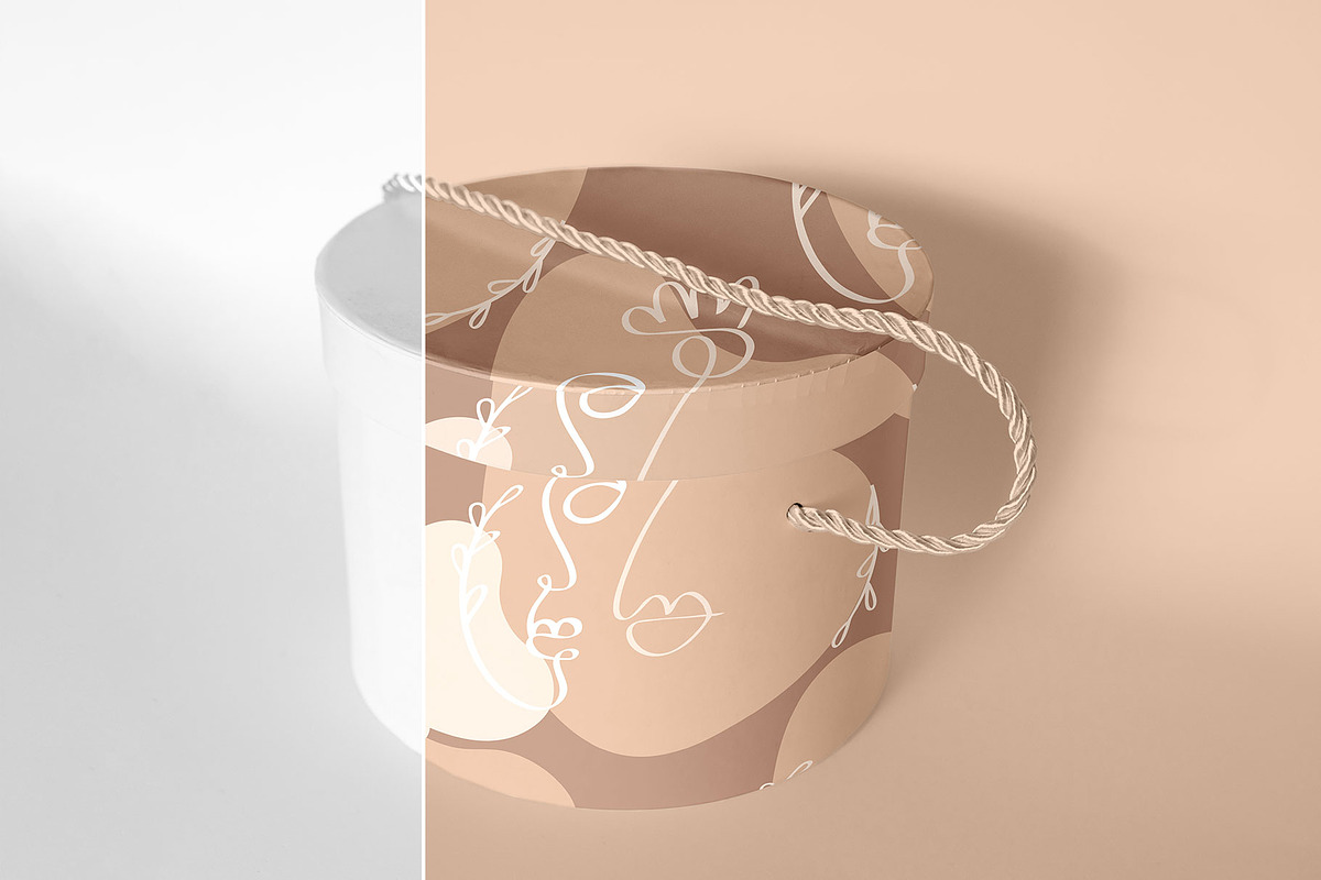 6 Mockups, Round Gift Box, a Packaging Mockup by bazarova (Photo 4 of 10)