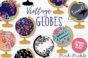 Vintage Globe Clipart and Vectors, an Illustration by PinkPueblo (Thumbnail 1 of 3)