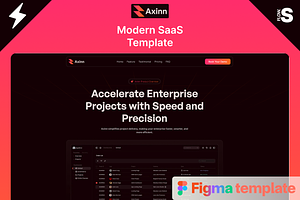Axinn - Figma Modern SaaS Template, a Landing Page Template by Flow Samurai Templates