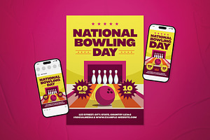 National Bowling Day Event Flyer Set, a Flyer Template by The Good Store