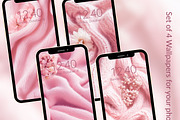 Soft Pink Knitted & Floral Phone BG, a Wallpaper Graphic by Kalindiprints (Thumbnail 1 of 6)