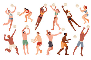 Summer beach volleyball players, a Sport Illustration by YummyBuum