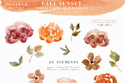 Orange Pink Fall Watercolor Flowers, an Illustration by Essem Creatives (Thumbnail 9 of 12)